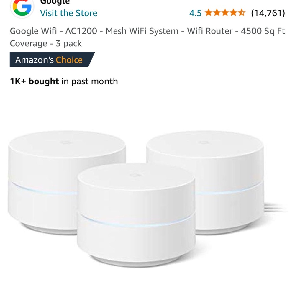 Google Wifi AC1200 Mesh WiFi System - White